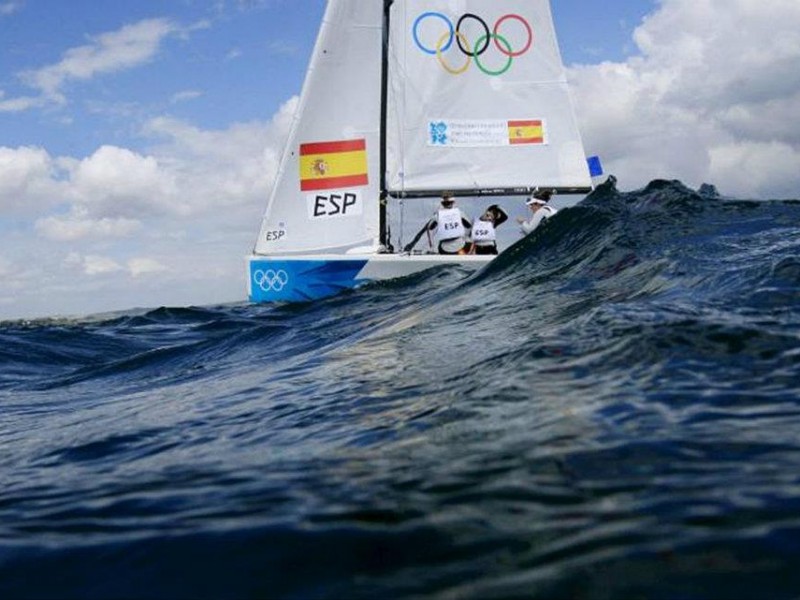 Sofia Toro Prieto Puga sailing in the women's sailing Elliott 6m event during the 2012 London Olympic Games